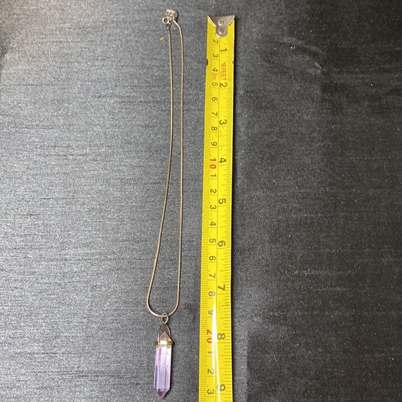 Amethyst Crystal Point on Silver Chain - Picture 3 of 4